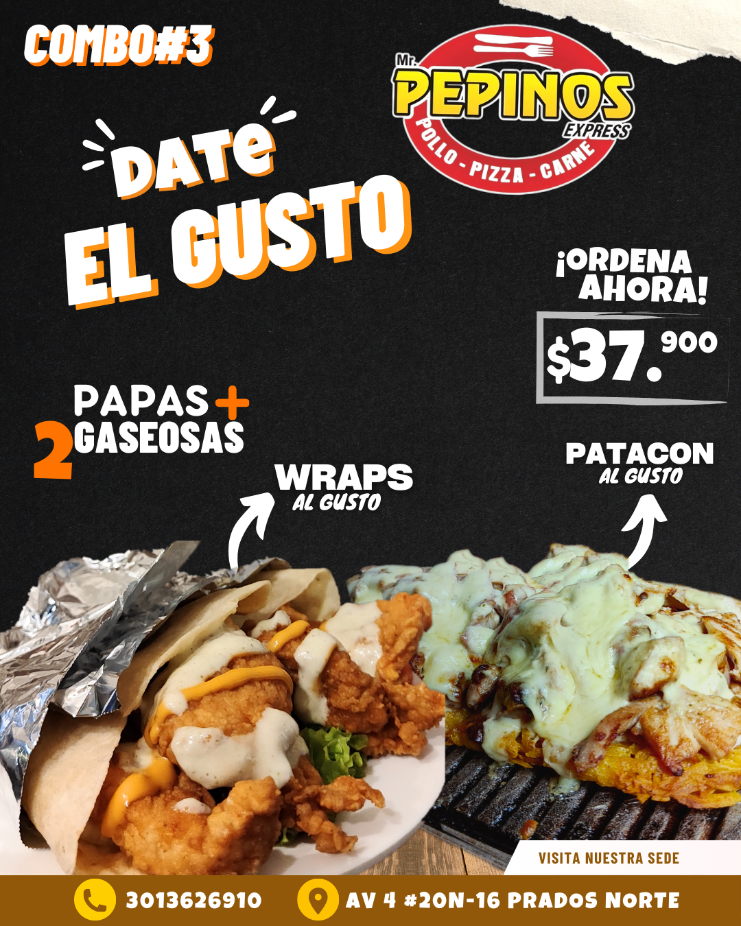 Combo promocional 3 en Mr. Pepinos Express