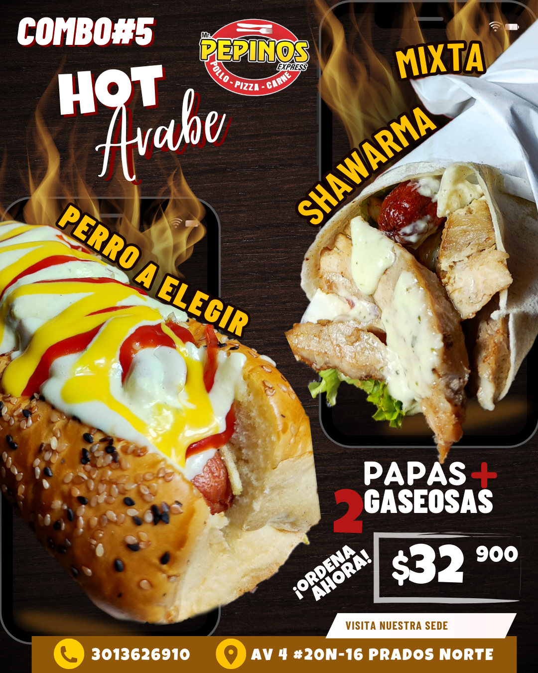 Combo promocional 5 en Mr. Pepinos Express