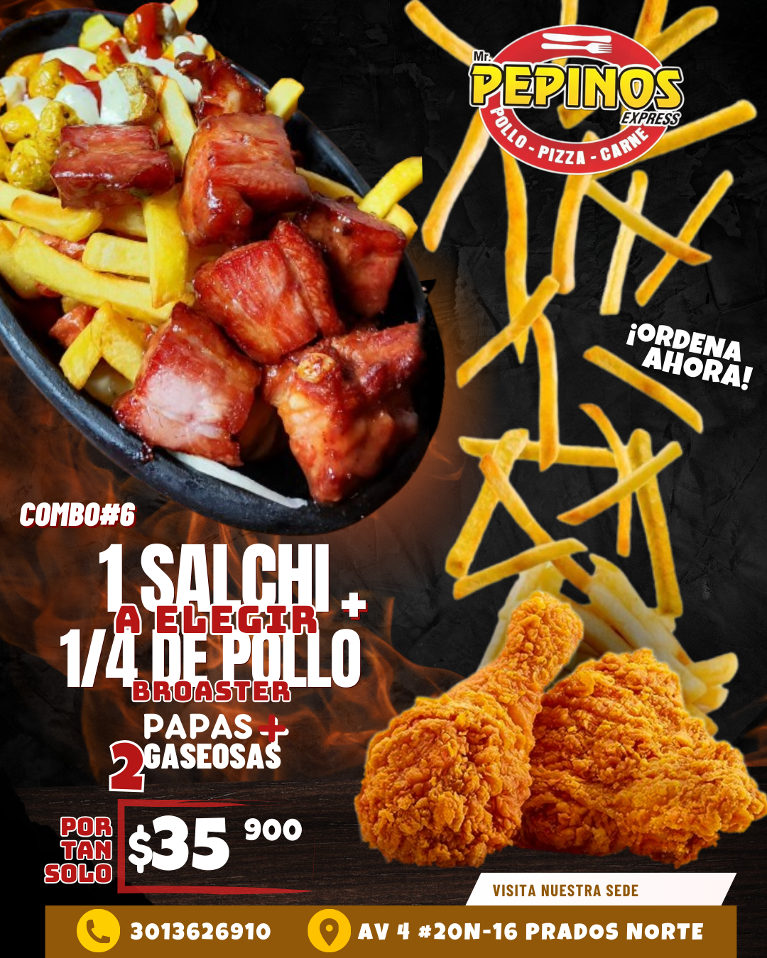 Combo promocional 6 en Mr. Pepinos Express